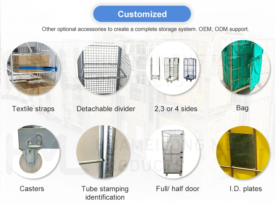 Industrial Folding Nestable Cargo Storage Steel Wire Mesh Roll Container