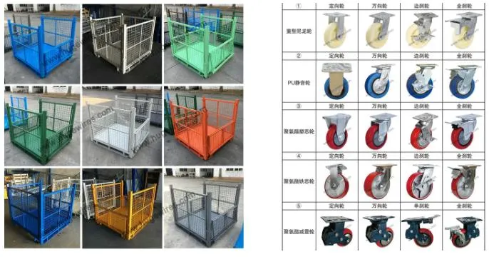 Collapsible Bulk Cargos Metal Mesh Storage Basket Bin Cage Box Pallet