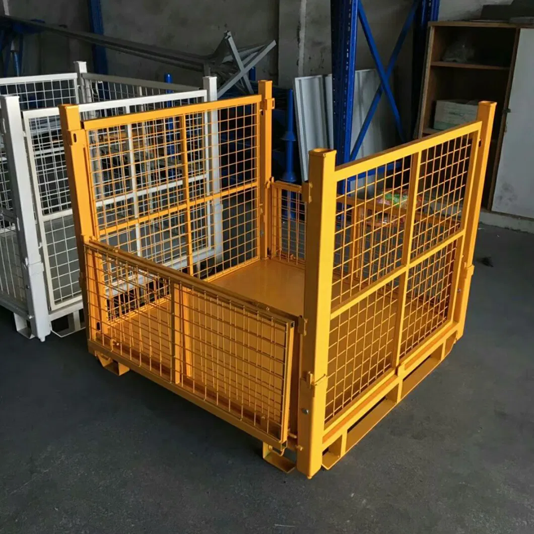 Collapsible Bulk Cargos Metal Mesh Storage Basket Bin Cage Box Pallet