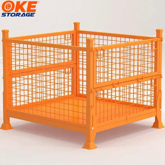 Foldable Collapsible Stackable Warehouse Storage Steel Metal Wire Mesh Roll Cage Container