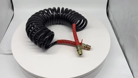 Low Price Flexible PU spiral Tube Blue Color Pneumatic Air Spring Hose with Metal Connectors
