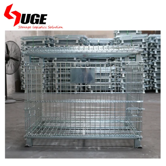 Collapsible Heavy Duty Wire Mesh Container Industrial Metal Wire Mesh Box Pallet