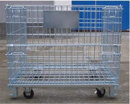 Heavy Duty Industrial Metal Stackable Wire Mesh Pallet Cage Foldable Steel Mesh Box Pallet