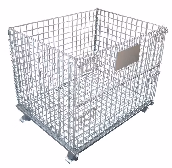 Industrial Metal Stackable Wire Mesh Pallet Cage Foldable Steel Mesh Box Pallet